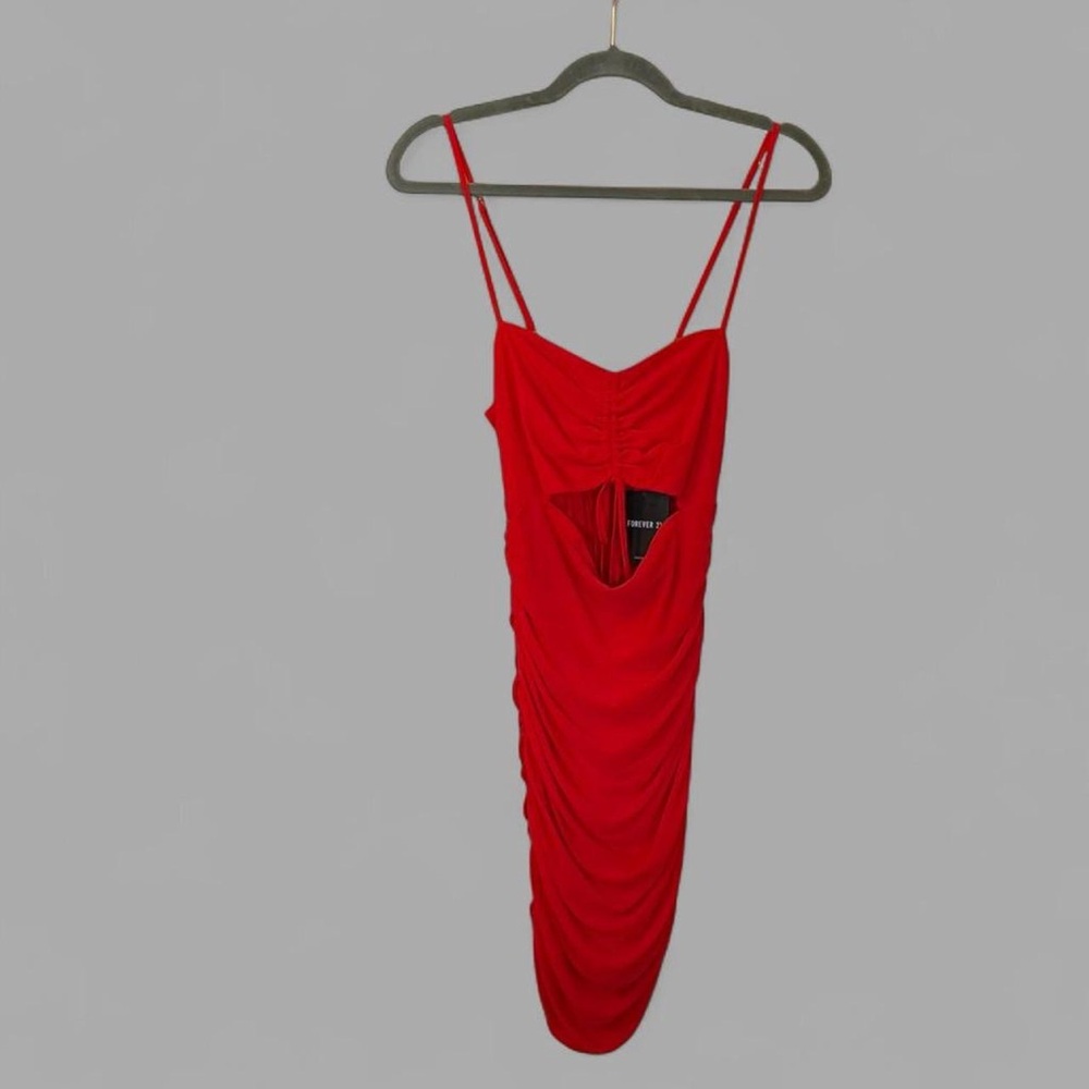 Forever 21 Vibrant Red Bodycon Dress with front cutout Medium